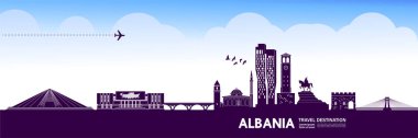 Arnavutluk seyahat hedef grand vektör illüstrasyon.