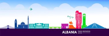 Arnavutluk seyahat hedef grand vektör illüstrasyon.
