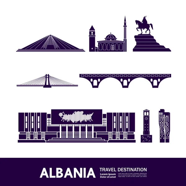 Albanië Reisbestemming Grand Vector Illustratie — Stockvector