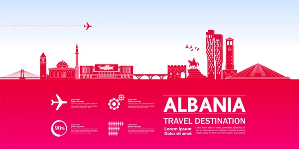Albanie Destination Voyage Illustration Grand Vecteur — Image vectorielle