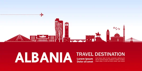 Albania Viaje Destino Gran Vector Ilustración — Vector de stock