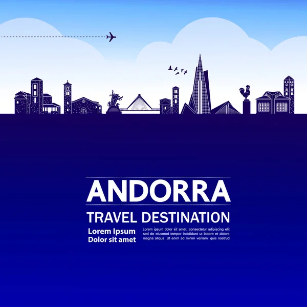 Andorra Viaje Destino Gran Vector Ilustración — Vector de stock