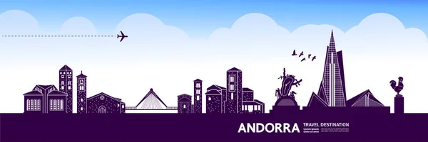 Andorra Viaje Destino Gran Vector Ilustración — Vector de stock