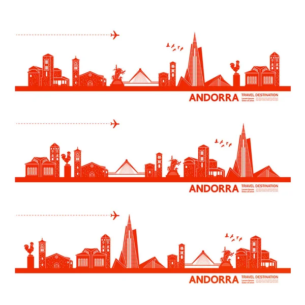 Andorre Destination Voyage Illustration Grand Vecteur — Image vectorielle
