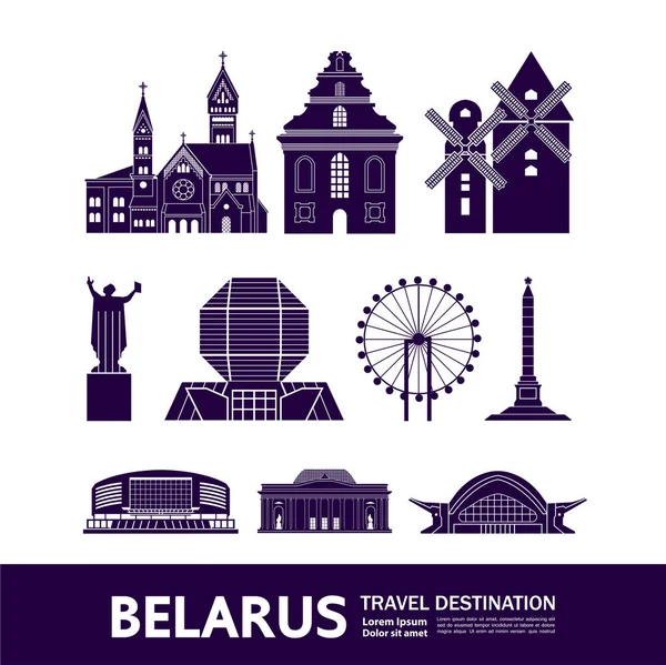 Belarus Viagem Destino Grande Vetor Ilustração —  Vetores de Stock