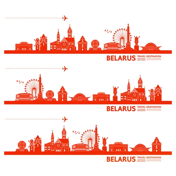 Belarus Viagem Destino Grande Vetor Ilustração —  Vetores de Stock