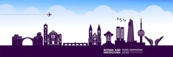 Bosnia Herzegovina Viaje Destino Gran Vector Ilustración — Archivo Imágenes Vectoriales