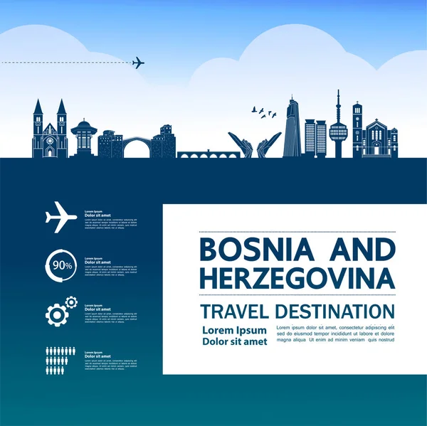 Bosnia Herzegovina Viaje Destino Gran Vector Ilustración — Vector de stock