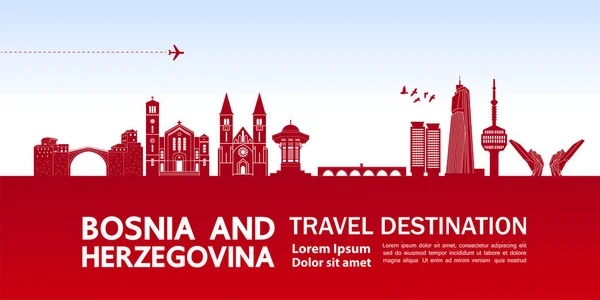 Bosnia Herzegovina Travel Destination Grand Vector Illustration — Stock Vector