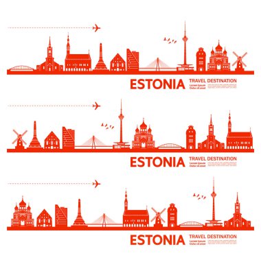 Estonya seyahat hedef grand vektör illüstrasyon.