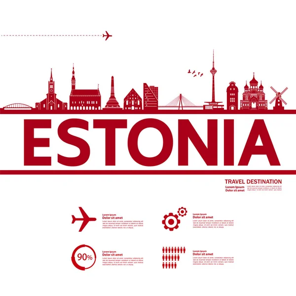 Estónia Viagem Destino Grande Vetor Ilustração —  Vetores de Stock