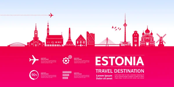 Estland Reisbestemming Grand Vector Illustratie — Stockvector