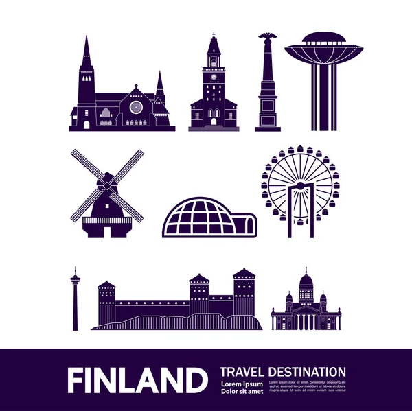 Finlandia Viaje Destino Gran Vector Ilustración — Vector de stock