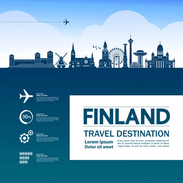 Finlandia Viaje Destino Gran Vector Ilustración — Vector de stock