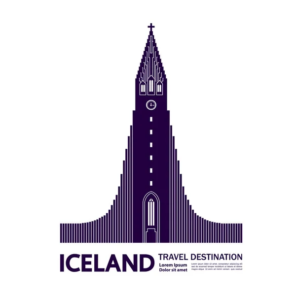 Islandia Viaje Destino Gran Vector Ilustración — Vector de stock