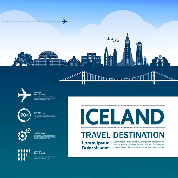 Islandia Viaje Destino Gran Vector Ilustración — Vector de stock