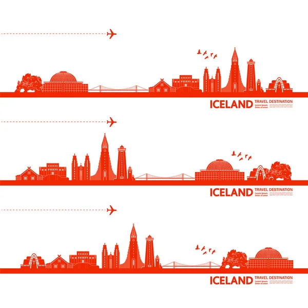 Islanda Destinazione Viaggio Grand Vector Illustrazione — Vettoriale Stock