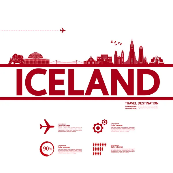 Islandia Viaje Destino Gran Vector Ilustración — Vector de stock