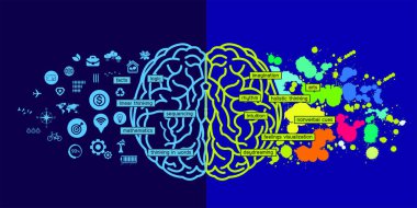Yaratıcı insan beyni büyük vektör illüstrasyon.