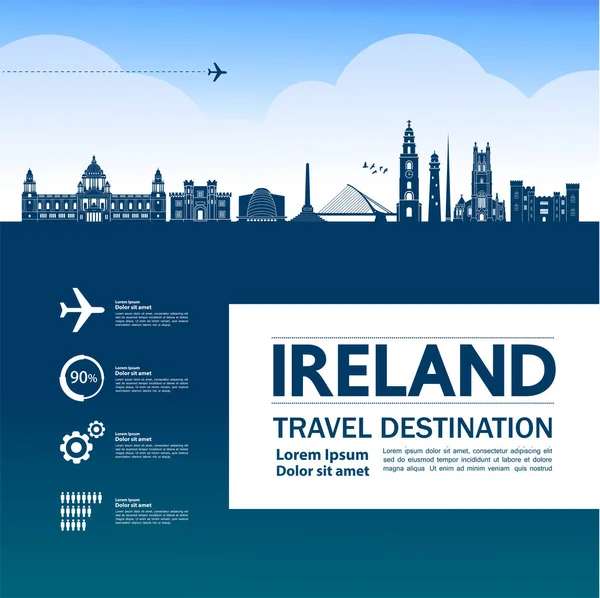 Ierland Reisbestemming Grand Vector Illustratie — Stockvector