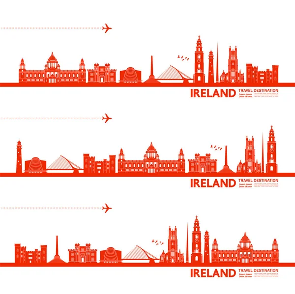 Irlanda Viagem Destino Grande Vetor Ilustração —  Vetores de Stock