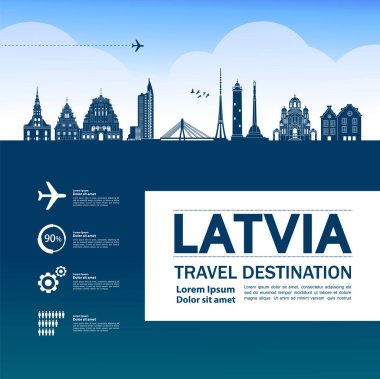 Letonya seyahat hedef grand vektör illüstrasyon.