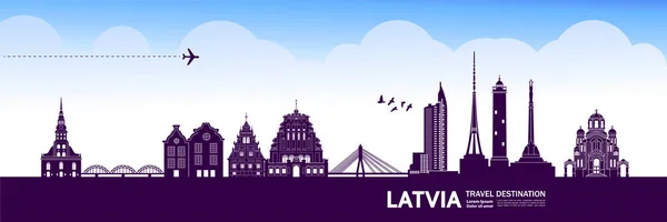 Lettonia Destinazione Viaggio Grand Vector Illustrazione — Vettoriale Stock