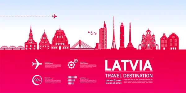Letonia Viaje Destino Gran Vector Ilustración — Vector de stock