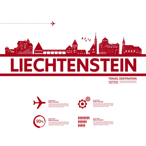 Liechtenstein Destinazione Viaggio Grand Vector Illustrazione — Vettoriale Stock