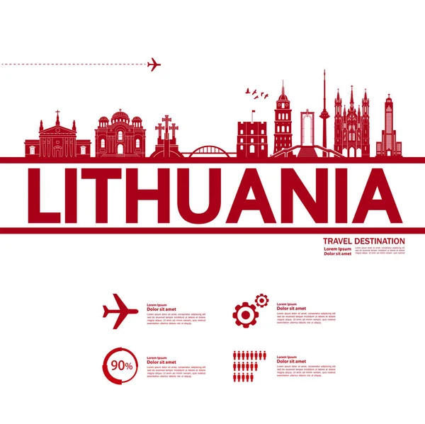 Lituania Viaje Destino Gran Vector Ilustración — Vector de stock