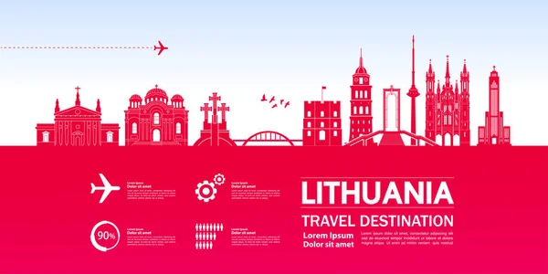 Lituanie Destination Voyage Illustration Grand Vecteur — Image vectorielle