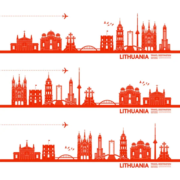 Lituania Destinazione Viaggio Grand Vector Illustrazione — Vettoriale Stock