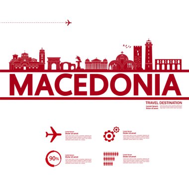 Makedonya seyahat hedef grand vektör illüstrasyon.