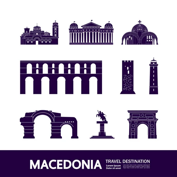 Macedonia Viaje Destino Gran Vector Ilustración — Vector de stock