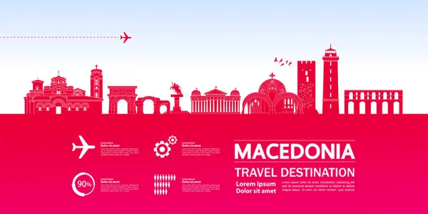 Macedonia Viaje Destino Gran Vector Ilustración — Vector de stock