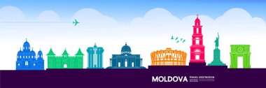 Moldova seyahat hedef grand vektör illüstrasyon.