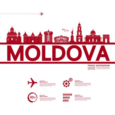 Moldova seyahat hedef grand vektör illüstrasyon.