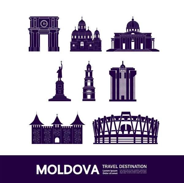 Moldávia Viagem Destino Grande Vetor Ilustração —  Vetores de Stock