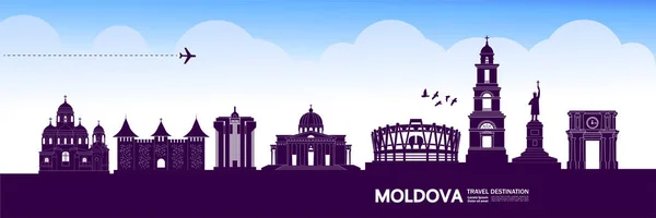 Μολδαβία Ταξίδι Προορισμός Μεγάλη Διανυσματική Απεικόνιση — Διανυσματικό Αρχείο