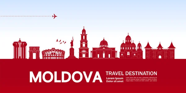 Moldova seyahat hedef grand vektör illüstrasyon.