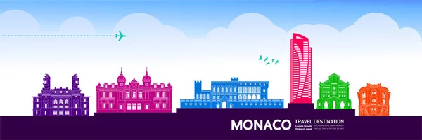 Monaco Destinazione Viaggio Grand Vector Illustrazione — Vettoriale Stock