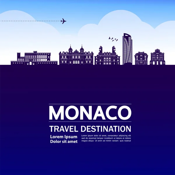 Mónaco Viaje Destino Gran Vector Ilustración — Vector de stock