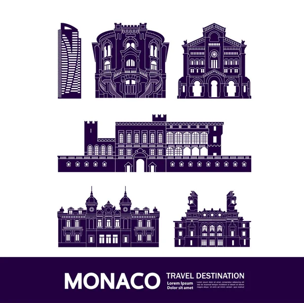 Monaco Úti Cél Nagy Vektor Illusztráció — Stock Vector