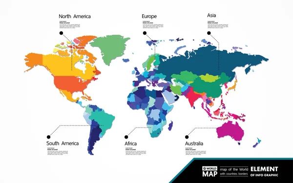 Grande Carte Monde Illustration Vectorielle Élément Graphique — Image vectorielle