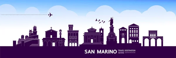 San Marino Viaje Destino Gran Vector Ilustración — Vector de stock