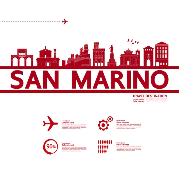 San Marino Destinazione Viaggio Grand Vector Illustration — Vettoriale Stock