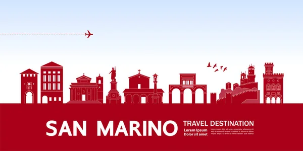 San Marino Destinazione Viaggio Grand Vector Illustration — Vettoriale Stock