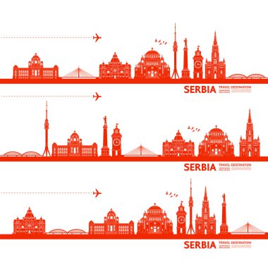 Sırbistan seyahat hedef grand vektör illüstrasyon.