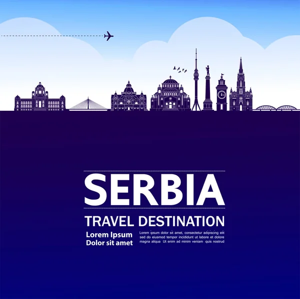 Serbia Viaje Destino Gran Vector Ilustración — Vector de stock