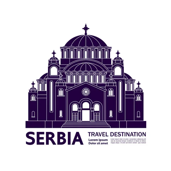 Serbia Viaje Destino Gran Vector Ilustración — Archivo Imágenes Vectoriales